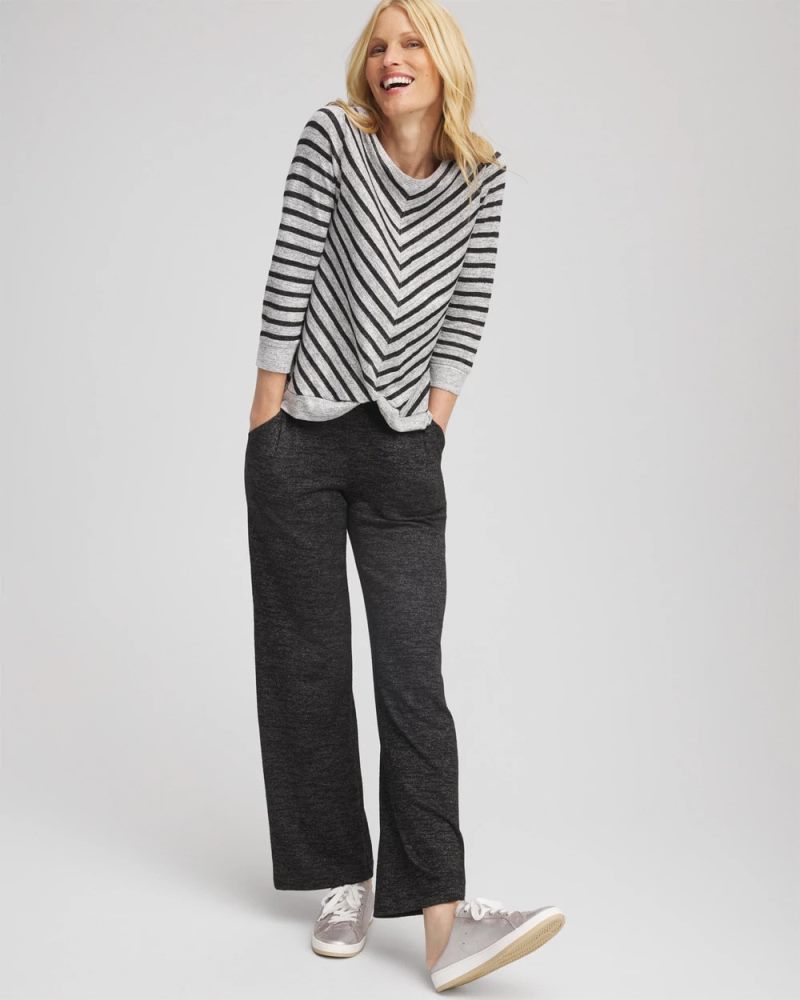 Chicos Zenergy® Striped Twist-Front Top - SALT AND PEPPER