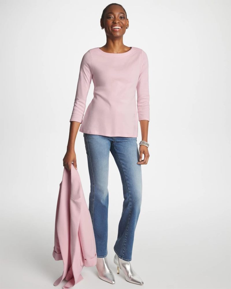 Chicos Pima 3/4 Sleeve Tee - SWEET BLOSSOM