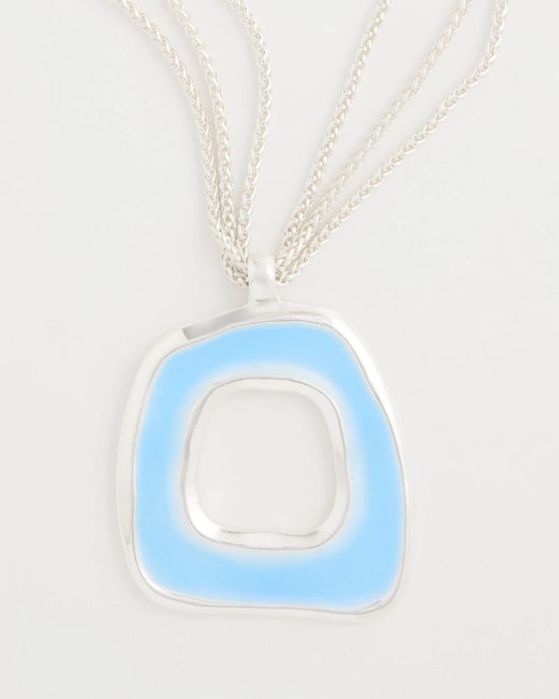 Chicos Sea Glass Inspired Pendant Necklace - BLUE