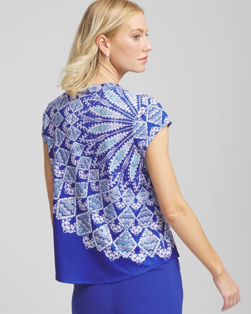 Chicos Zenergy® UPF Printed Polo - RICH COBALT