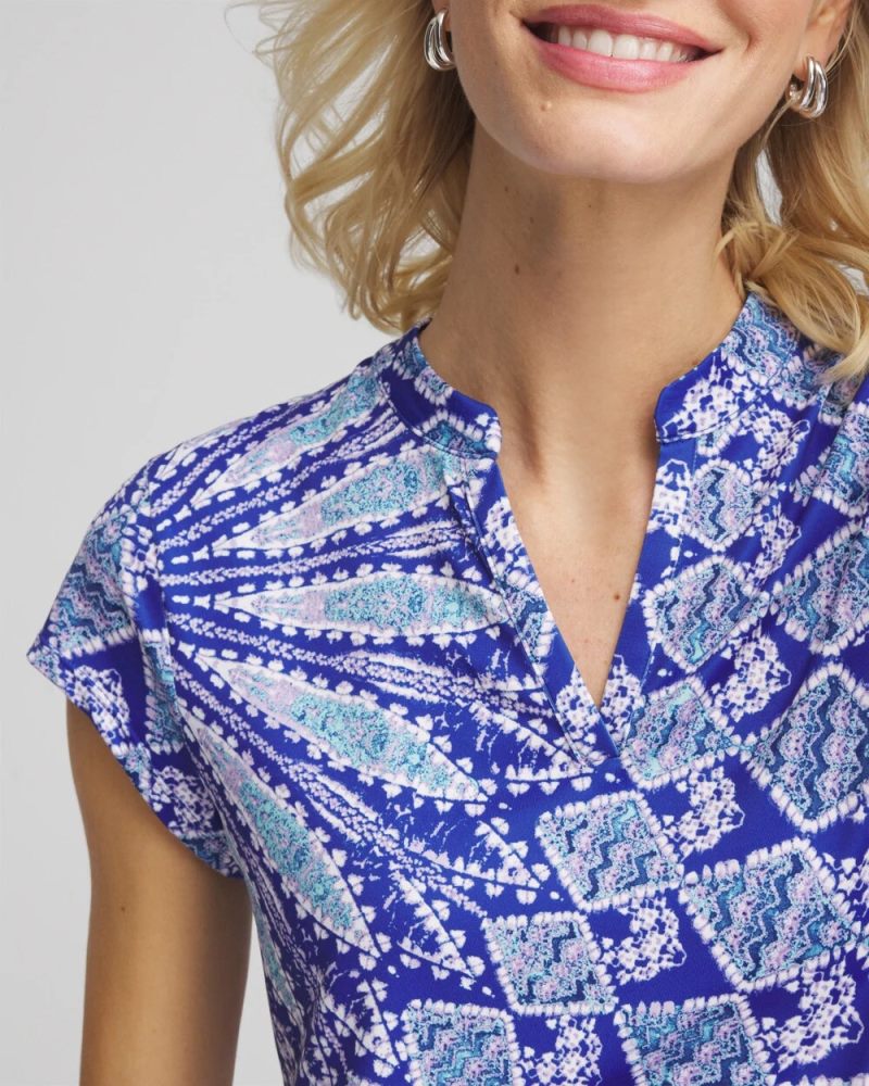 Chicos Zenergy® UPF Printed Polo - RICH COBALT