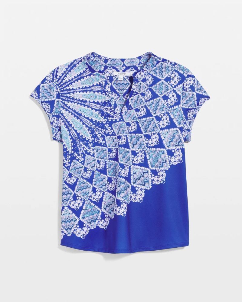 Chicos Zenergy® UPF Printed Polo - RICH COBALT
