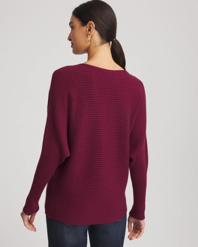 Chicos Cashmere-Blend Boatneck Sweater - DEEP CHIANTI