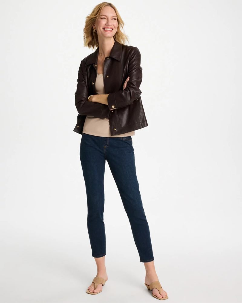 Chicos Pull-On Slim Ankle Jeggings - DARK RAINIER INDIGO
