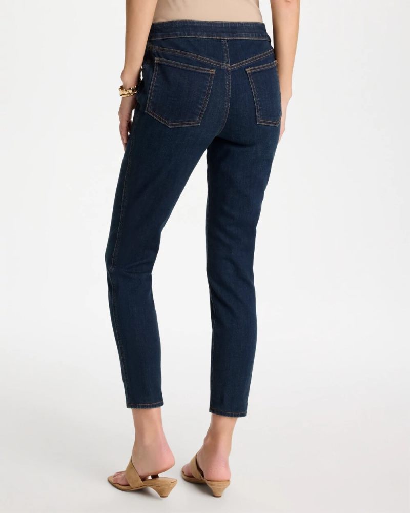 Chicos Pull-On Slim Ankle Jeggings - DARK RAINIER INDIGO