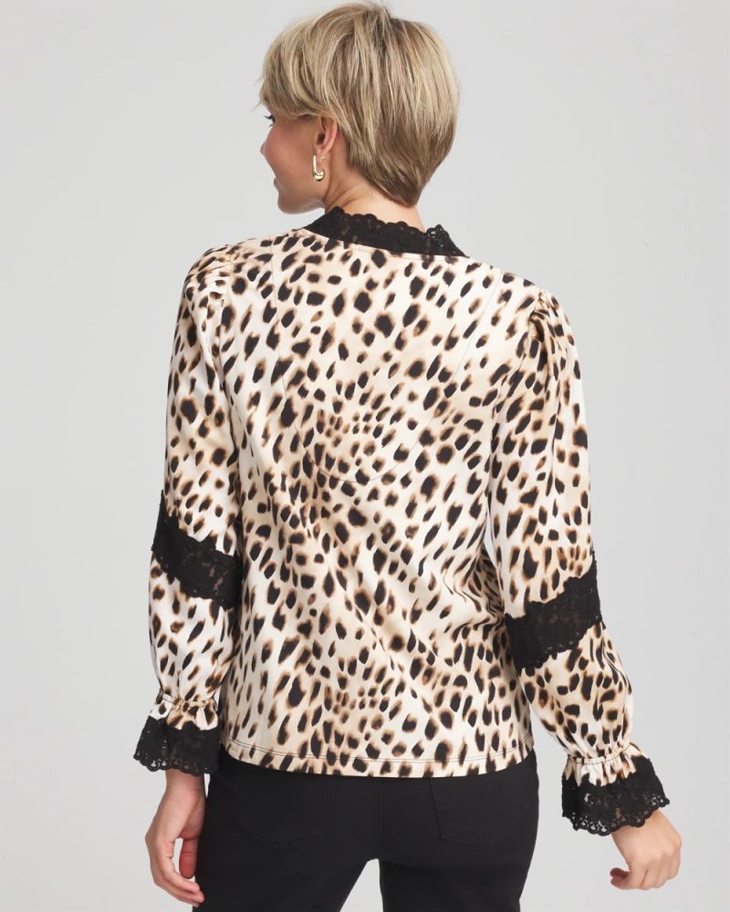 Chicos Animal Print Long-Sleeved Top - ENGLISH CREAM