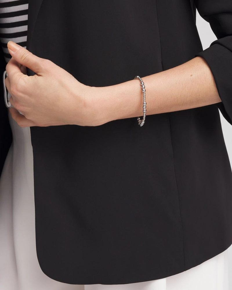 Chicos Silver-tone Small Bead Stretch Bracelet - SILVER