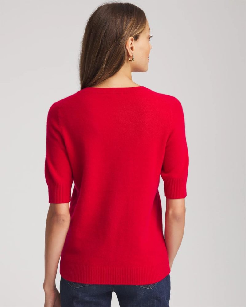 Chicos Crewneck Cashmere Pullover Sweater - RED