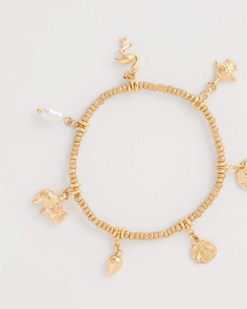 Chicos Goldtone Stretch Charm Bracelet - GOLD