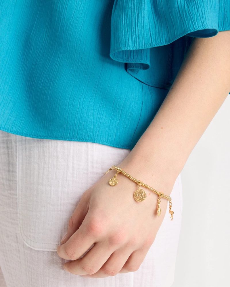 Chicos Goldtone Stretch Charm Bracelet - GOLD