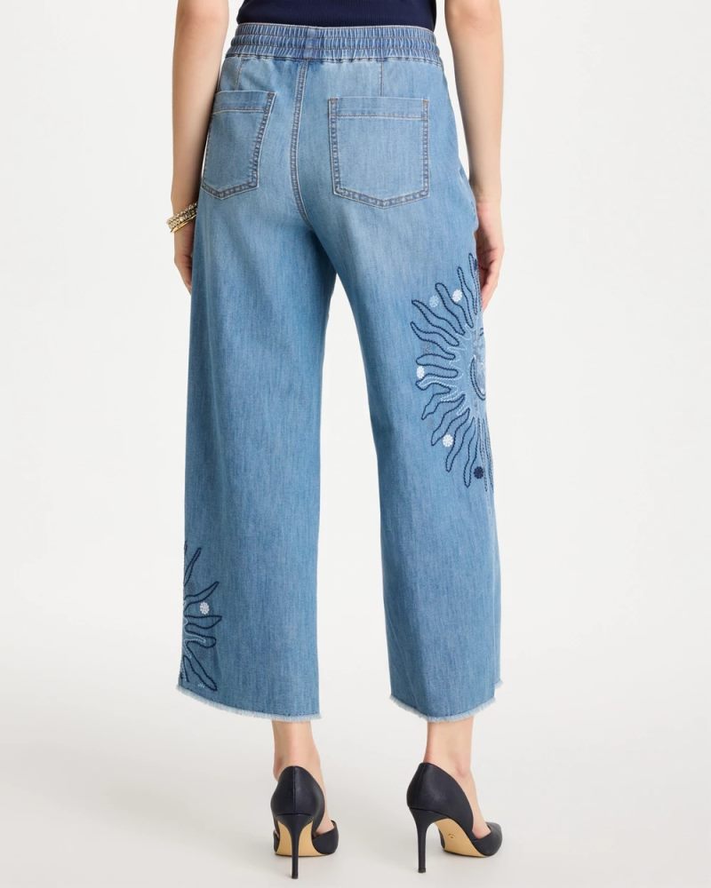 Chicos Embellished Ultra Lightweight Crop Jeans - CARESSA INDIGO