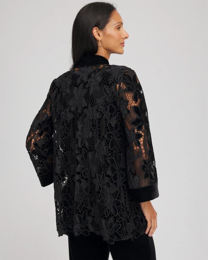 Chicos Travelers™ Collection Velvet Lace Jacket - TRAVELERS BLACK