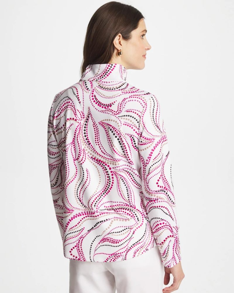 Chicos Zenergy® UPF Speckled Wave Half Zip - EUROPA PINK