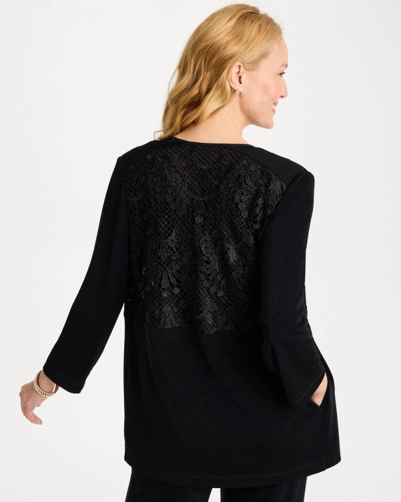 Chicos Travelers™ Collection Lace Jacket - TRAVELERS BLACK