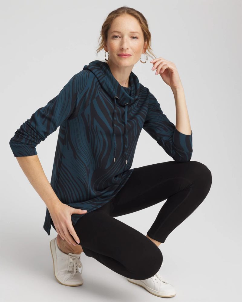 Chicos Zenergy® Soft Zebra Tunic - TEAL SHADOW