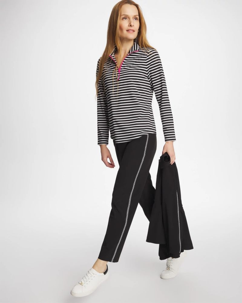Chicos Zenergy® UPF Lattice-Trim Ankle Pants - BLACK