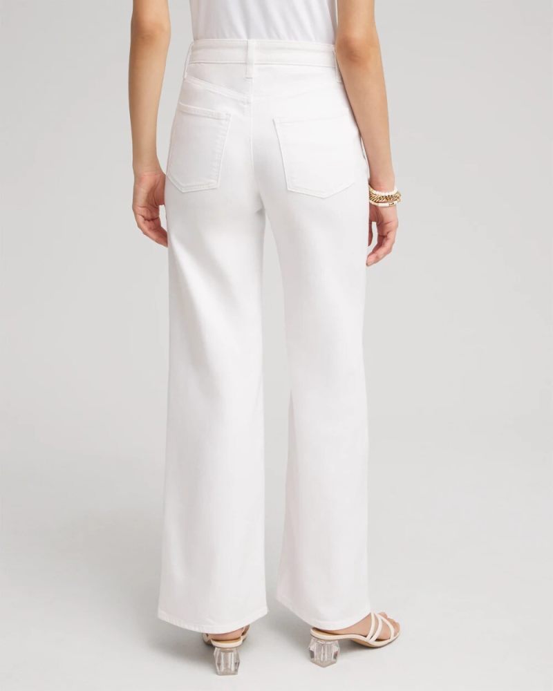 Chicos High Rise Wide Leg Jeans - ALABASTER