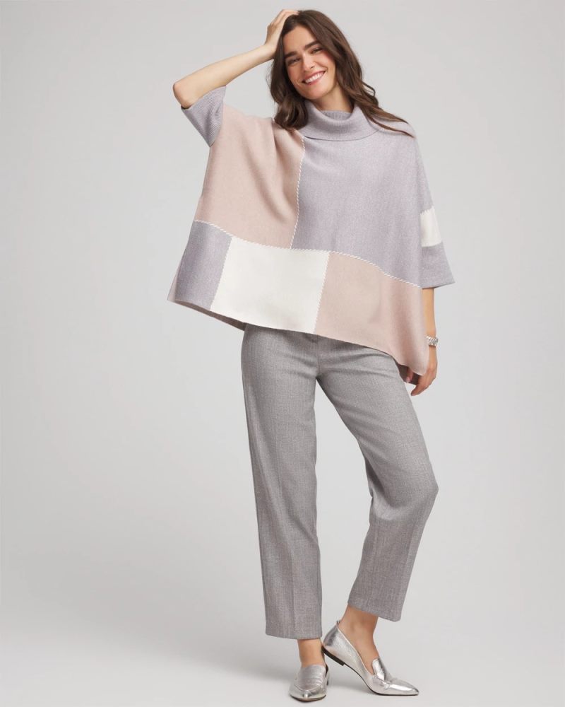 Chicos Quilted Chic Cowlneck Poncho - BIRCH