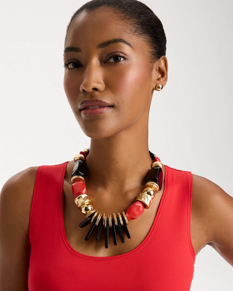 Chicos Chico's Originals Mixed-Media Bib Necklace - MULTI