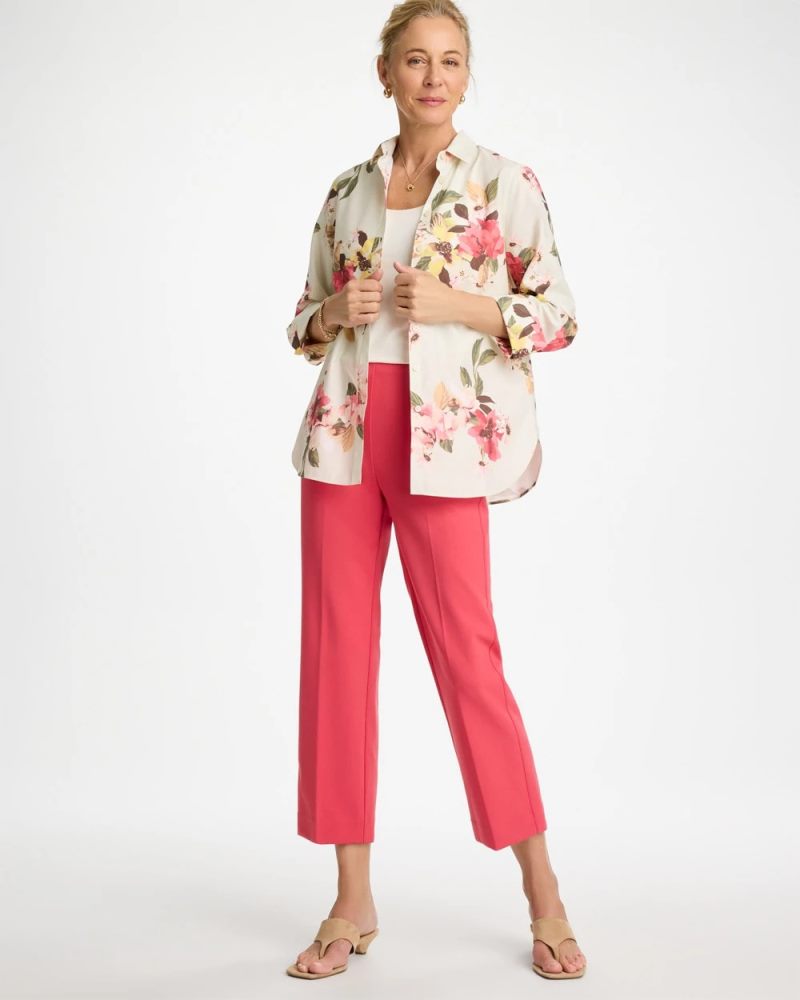 Chicos Juliet Lightweight Straight Crop Pants - HOT HONEYSUCKLE