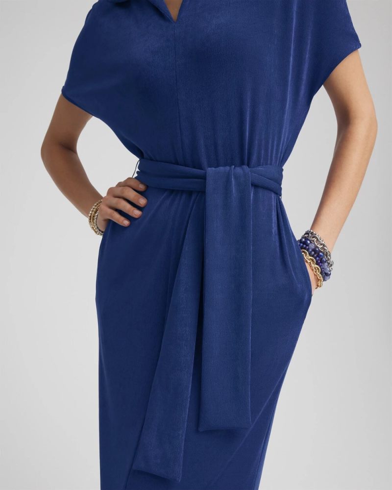 Chicos Travelers™ Belted V-Neck Collared Dress