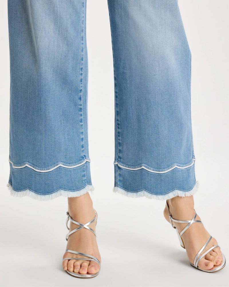 Chicos Scallop Pull-On Wide-Leg Crop Jeans - BLUE JAY INDIGO