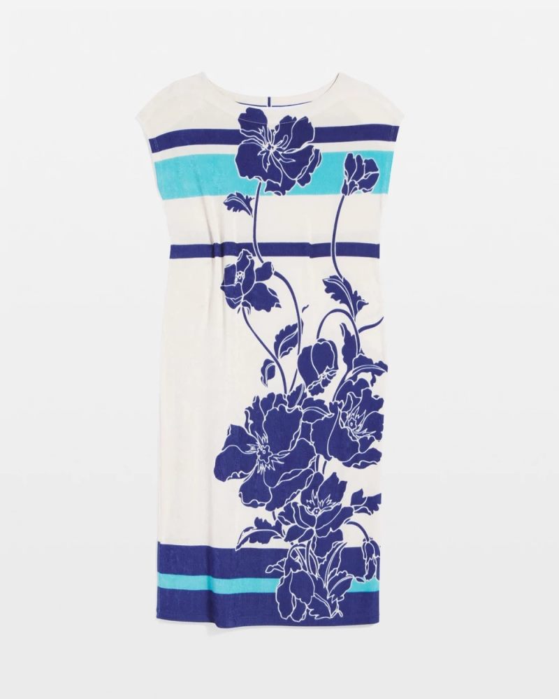 Chicos Travelers™ Wildflower Cap-Sleeved Column Dress - BLUE CASA