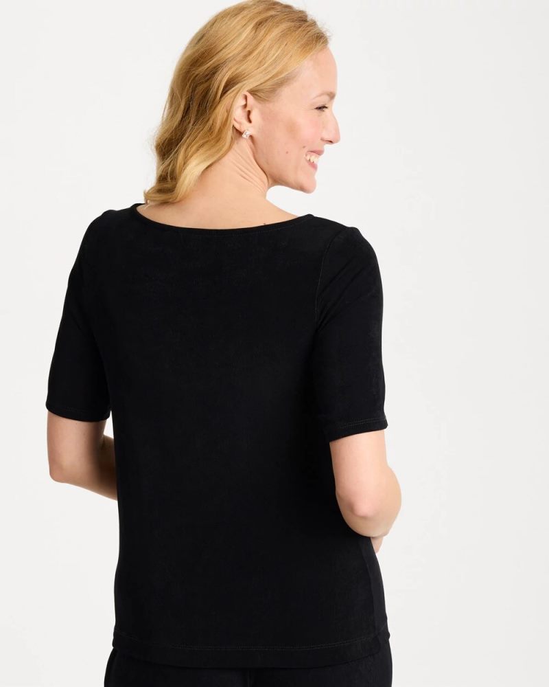 Chicos Travelers™ Jewelry Detail Top - TRAVELERS BLACK