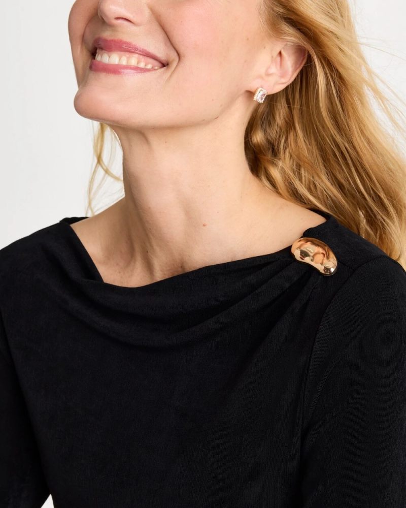 Chicos Travelers™ Jewelry Detail Top - TRAVELERS BLACK