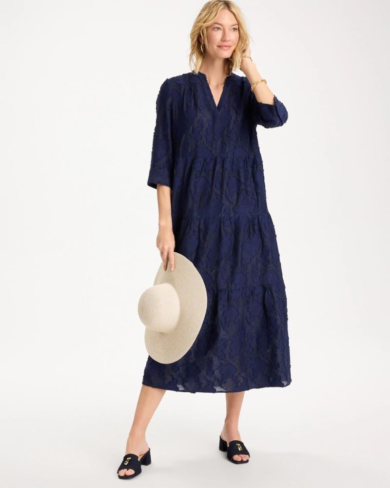 Chicos Tiered Lace Dress - PASSPORT BLUE