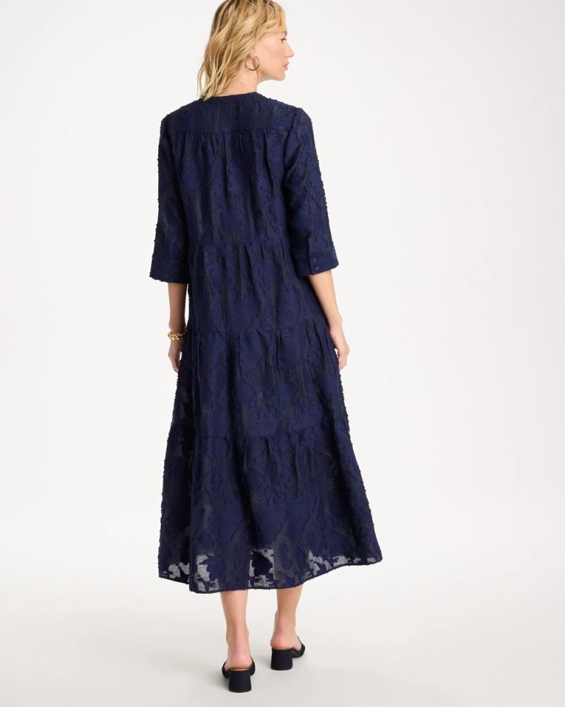 Chicos Tiered Lace Dress - PASSPORT BLUE