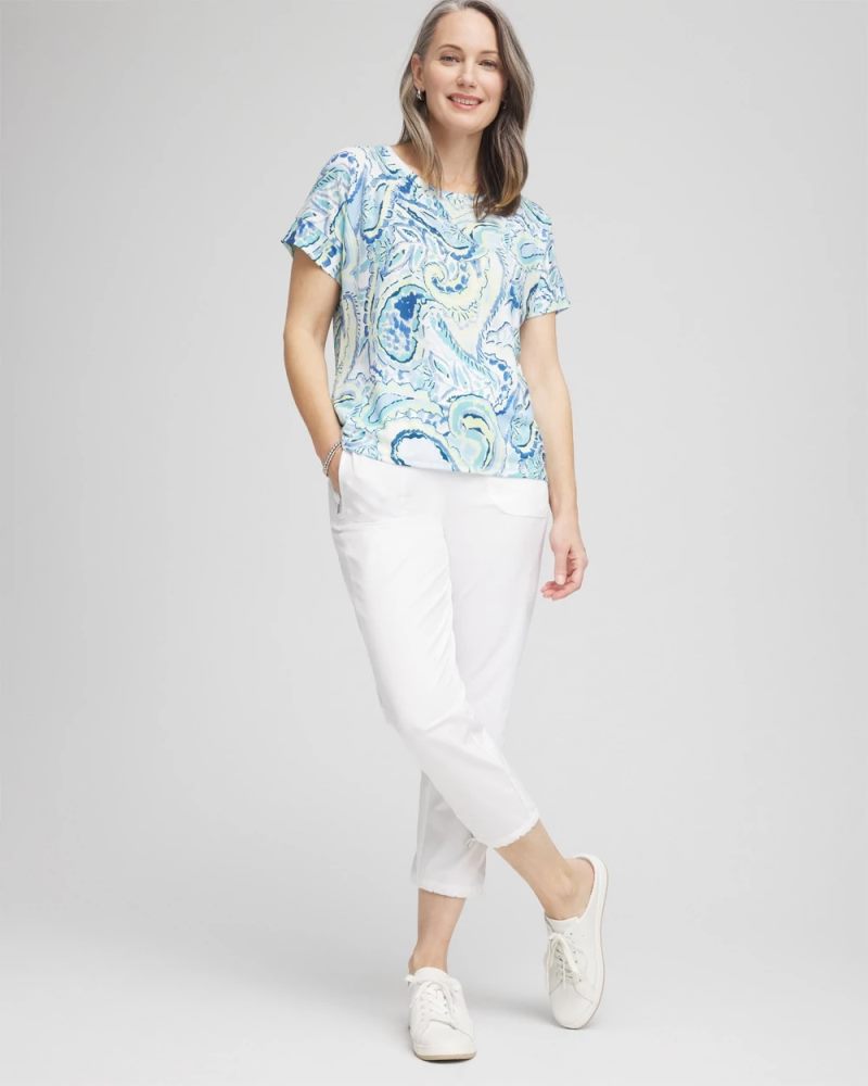 Chicos Zenergy® Paisley Drop Shoulder Tee - CRYSTAL SPRINGS
