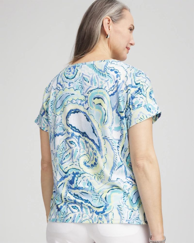 Chicos Zenergy® Paisley Drop Shoulder Tee - CRYSTAL SPRINGS