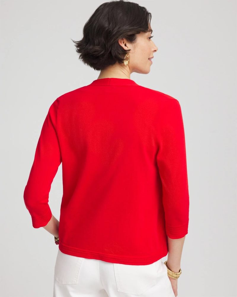 Chicos Summer Romance Short Cardigan - RED GLOW