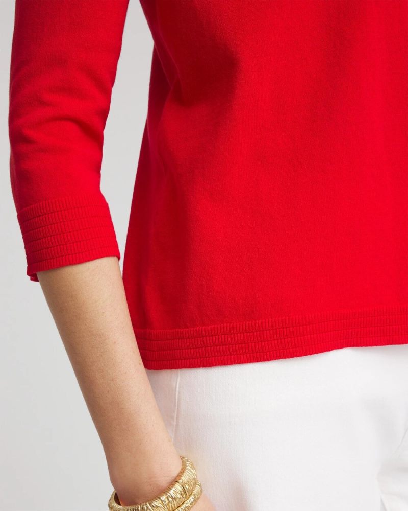 Chicos Summer Romance Short Cardigan - RED GLOW