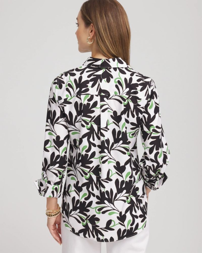 Chicos No Iron Abstract Floral Shirt - SALTED LIME