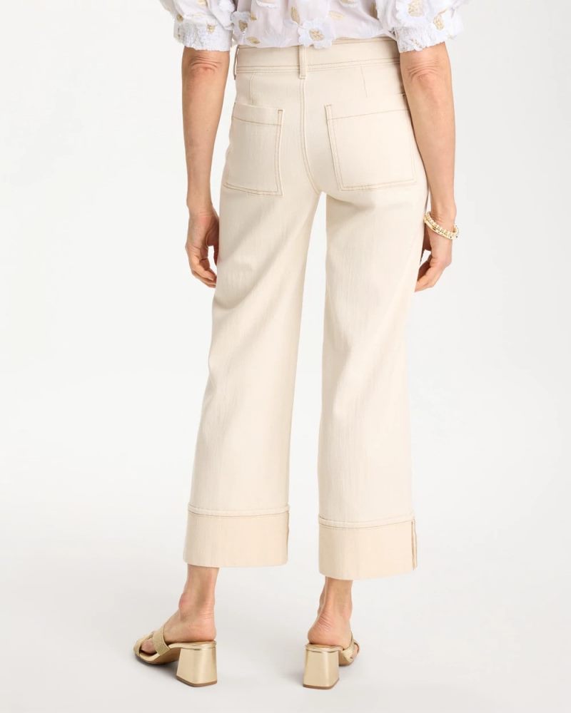 Chicos Pintuck Cuffed Cropped Jeans - NEUTRAL
