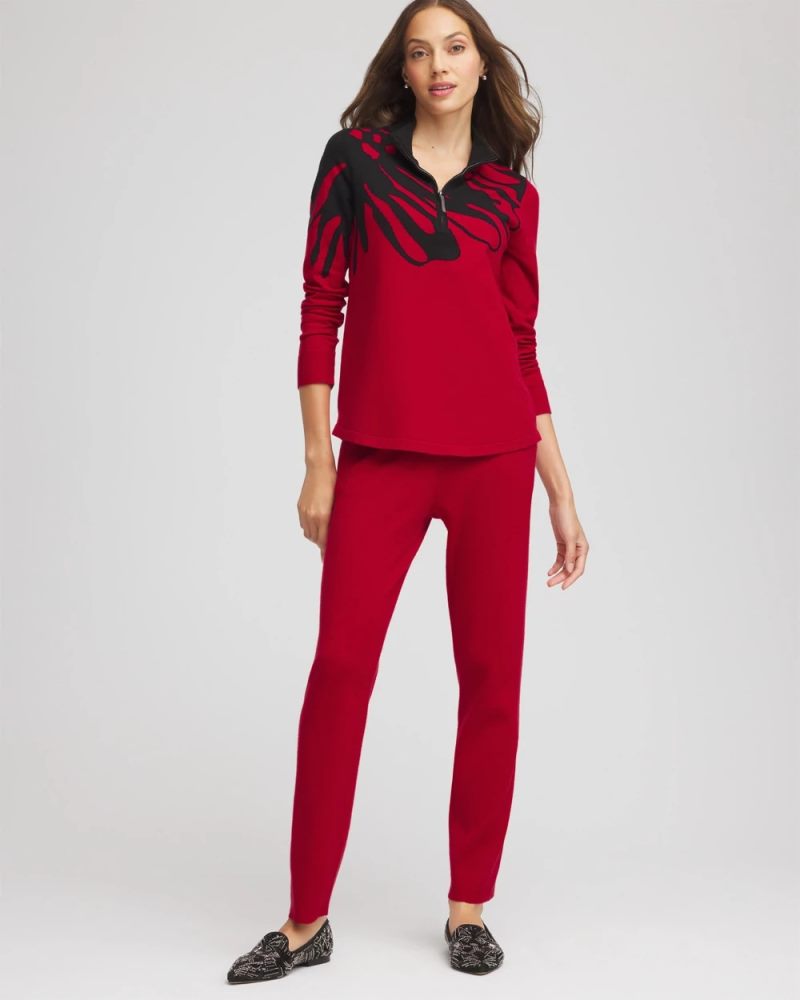 Chicos Zenergy® Luxe Printed Pullover Top - CARMINE RED