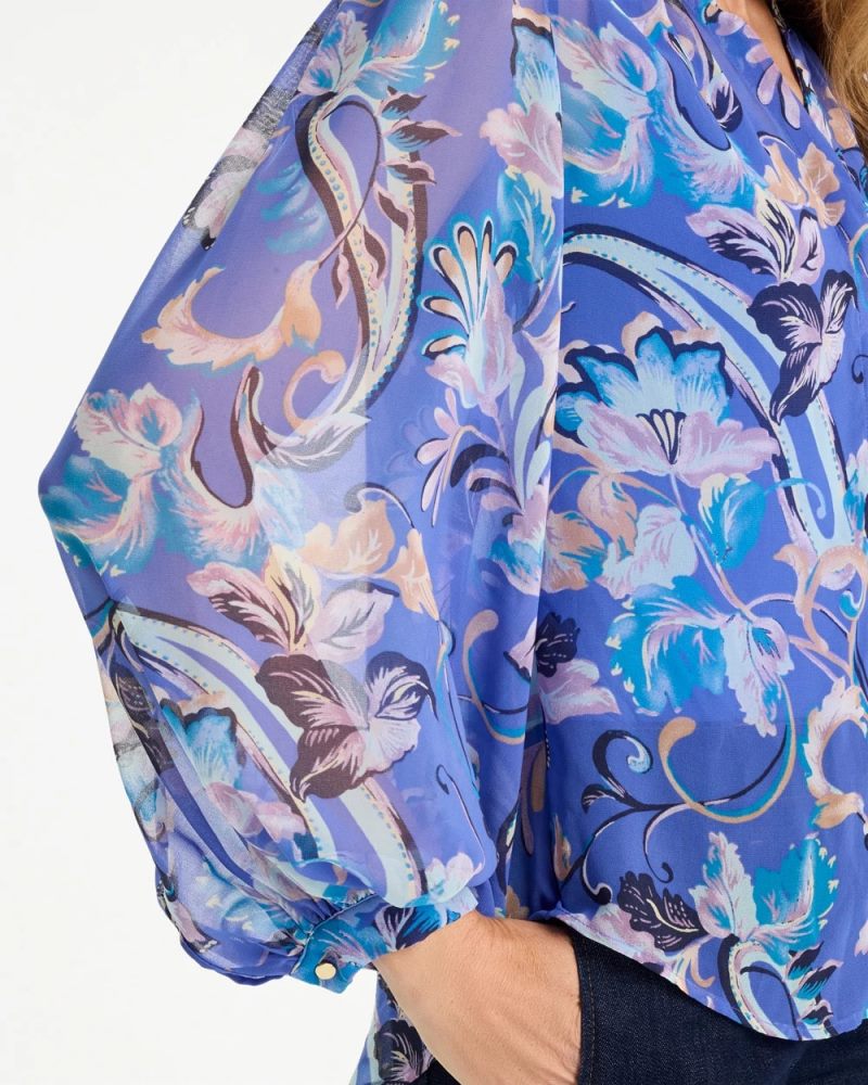 Chicos Georgette Paisley Blouse - AMPARO BLUE