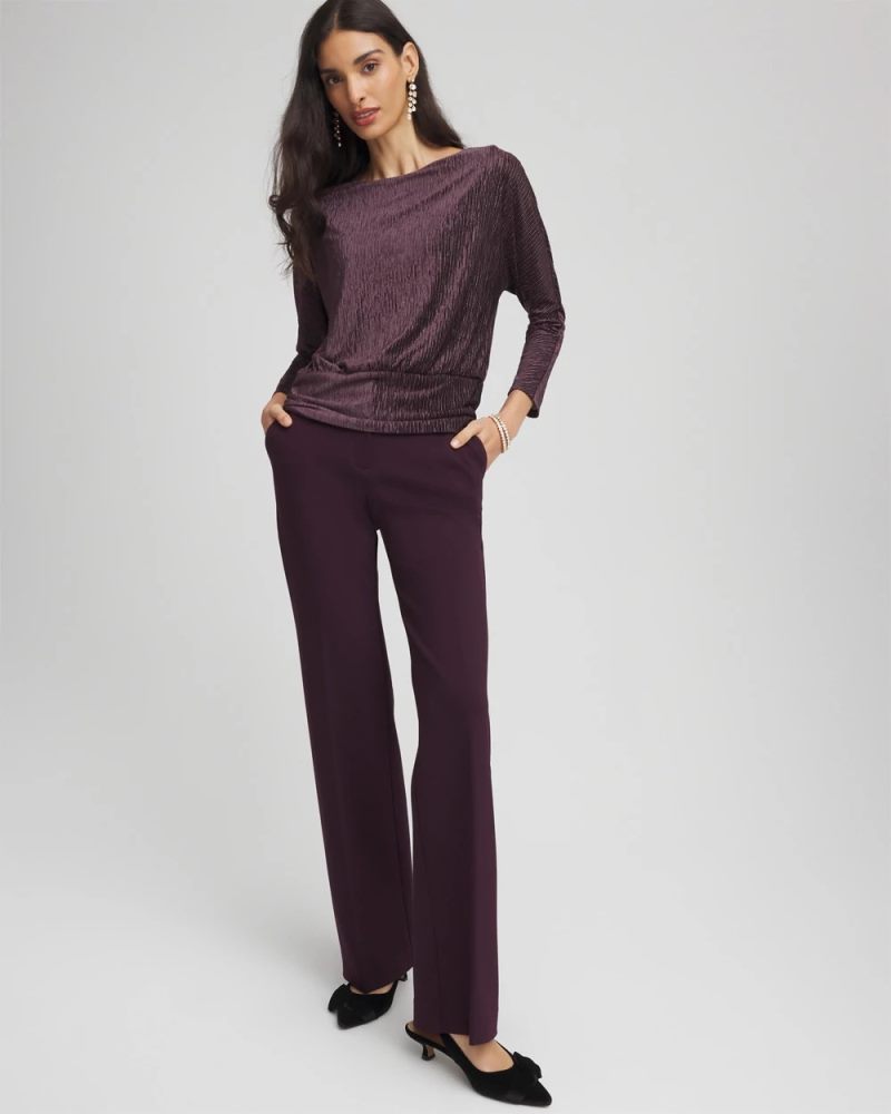 Chicos Emme Wide-Leg Trouser Ponte Pants - NIGHT BLOOM