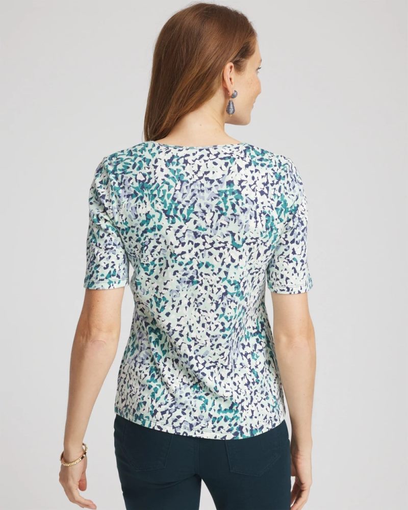 Chicos Pima Cotton Henley Tee - INDIGO SKY