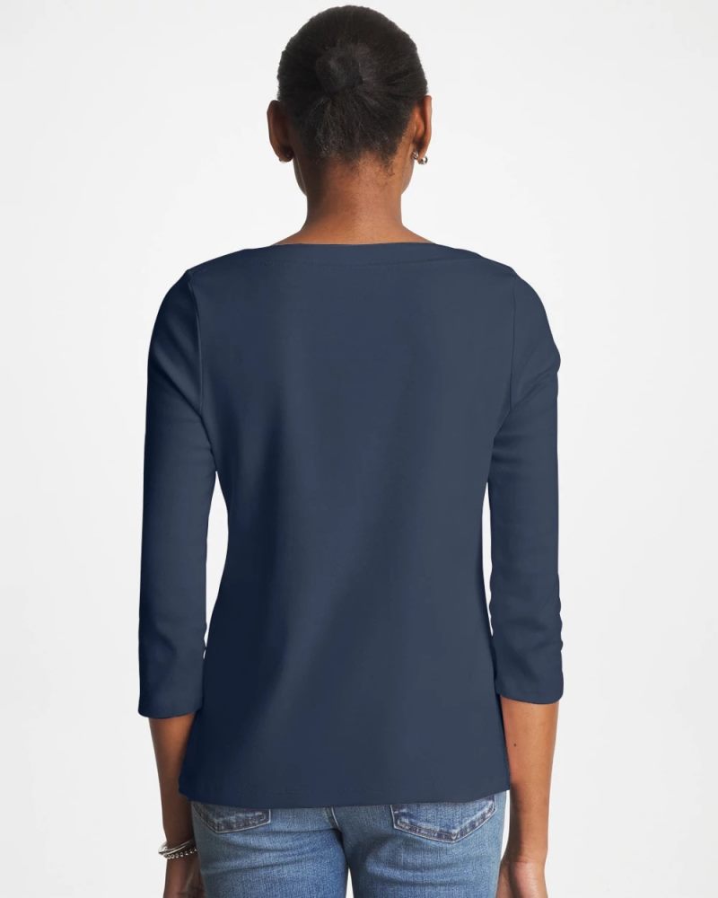 Chicos Pima 3/4 Sleeve Tee - PASSPORT BLUE