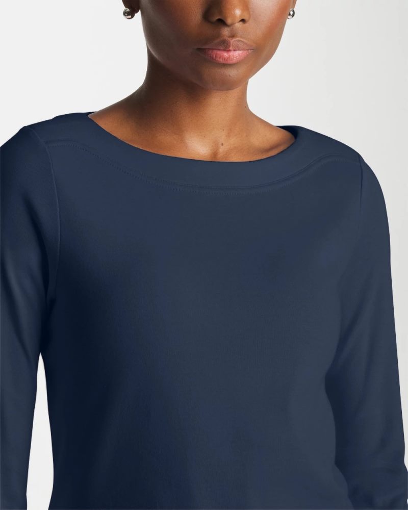 Chicos Pima 3/4 Sleeve Tee - PASSPORT BLUE