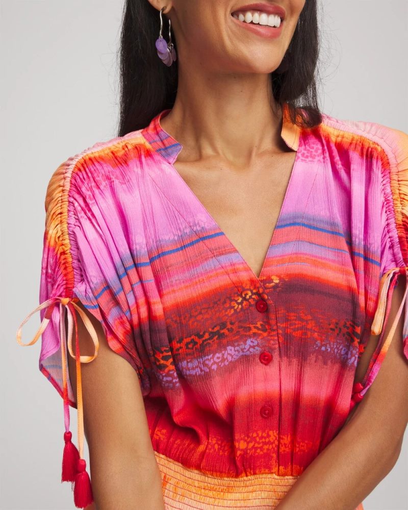 Chicos Rio Sunset Maxi Dress - RED GLOW