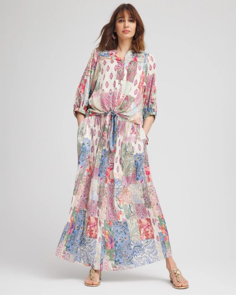 Chicos Floral Paisley Maxi Skirt - MINERAL GREEN