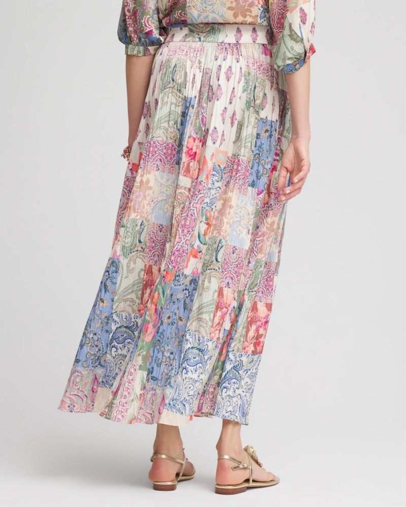 Chicos Floral Paisley Maxi Skirt - MINERAL GREEN