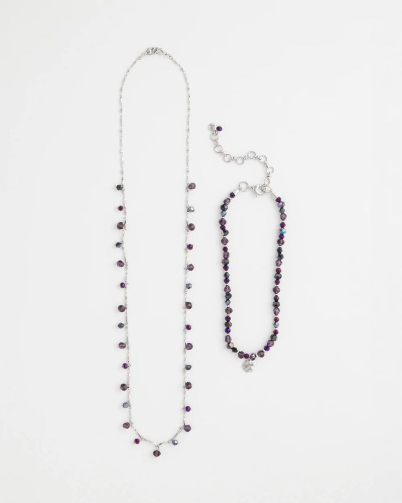 Chicos Convertible Purple Long Short Necklace - PURPLE