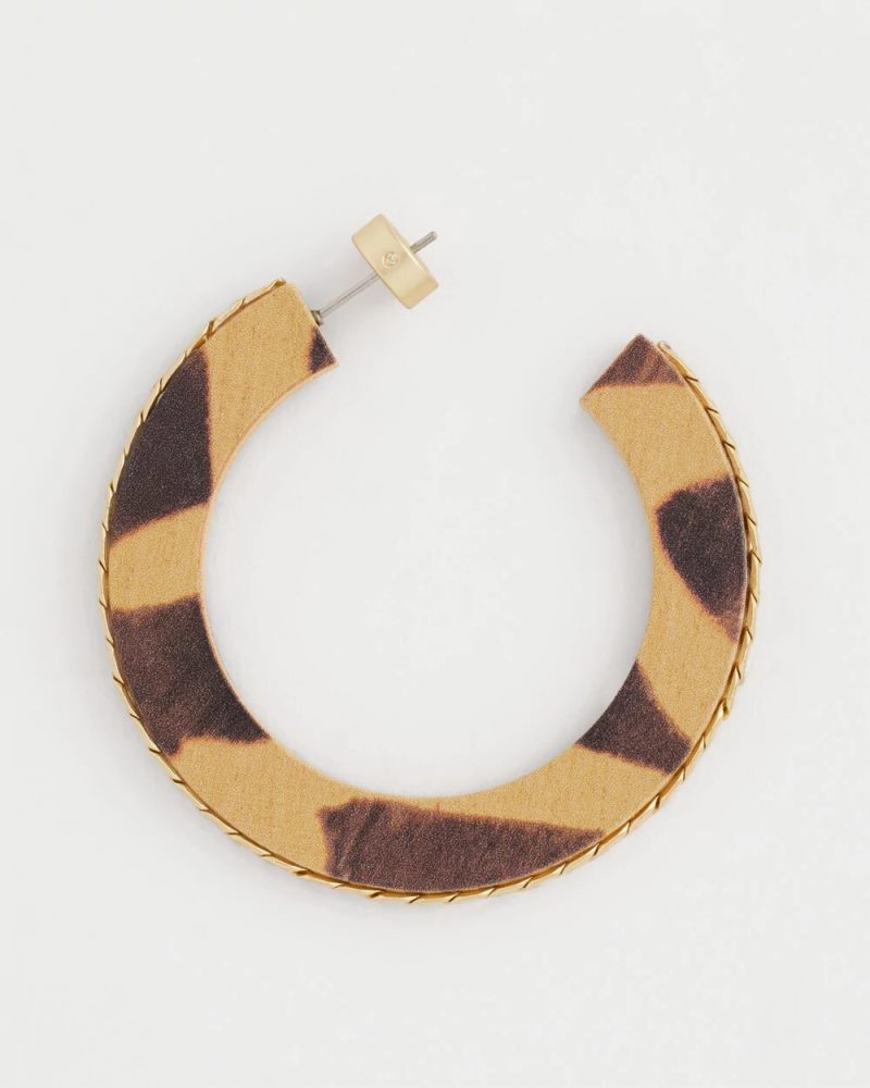 Chicos Animal Wood Hoop Earrings - NEUTRAL