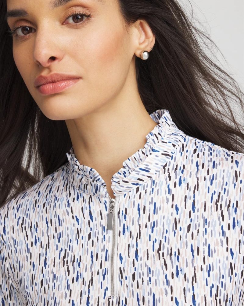 Chicos Zenergy® UPF Rice Ruffle Top - CRYSTAL TOPAZ