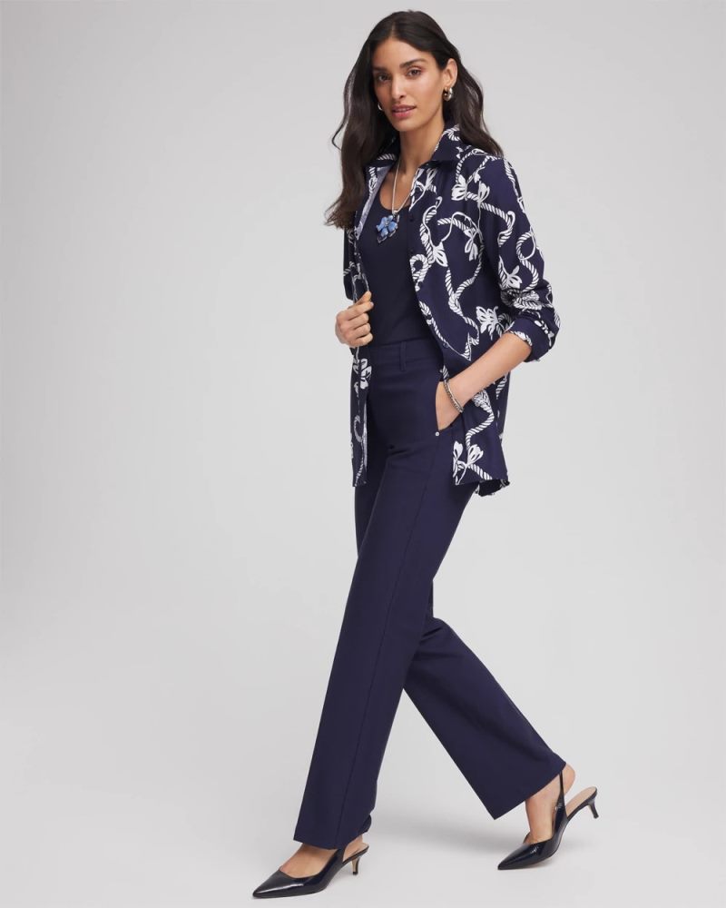 Chicos No Iron Rope Print Tunic - PASSPORT BLUE